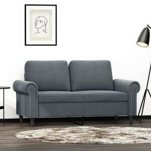 vidaXL kétszemélyes sötétszürke bársony kanapé 120 cm kép