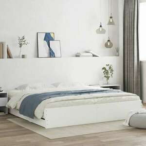 vidaXL fehér szerelt fa ágykeret fiókokkal 160 x 200 cm kép