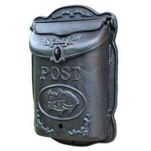 Antikolt Fém Postaláda, "Post" felirat táska alakú, retro hangulat... kép