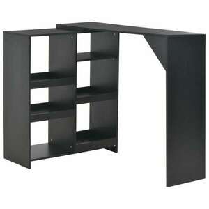 vidaXL fekete bárasztal mozgatható polccal 138 x 39 x 110 cm kép