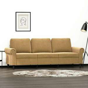vidaXL 3 személyes barna bársony kanapé 180 cm kép
