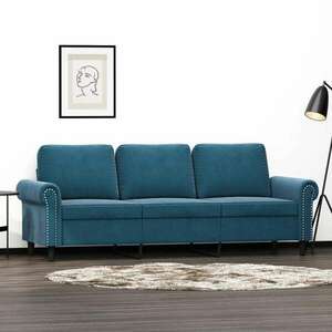 vidaXL 3 személyes kék bársony kanapé 180 cm kép