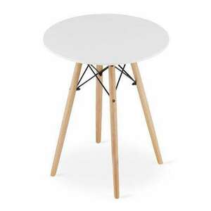 Skandináv stílusú asztal, Artool, kerek, MDF és fa, fehér, 60x72 cm kép
