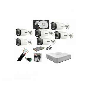 Felügyeleti rendszer 6 kamera Hikvision 2mp Color Vu IR 40m (éjsz... kép