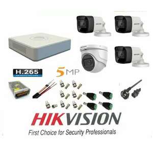 Hikvision videomegfigyelő rendszer: 4 kamera, 5MP kamera, 3 külté... kép