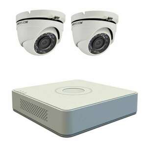 Videó megfigyelő készlet Hikvision 2 kamerák TurboHD 2MP, DVR 4 c... kép