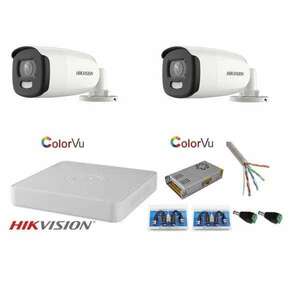 Hikvision videó megfigyelő rendszer 2 kamera ColorVU AnalogHD 5MP... kép