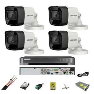Felügyeleti rendszer 4 kamera Hikvision 8MP, 2, 8mm, IR 30m, DVR 4... kép