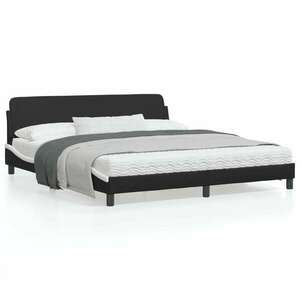 vidaXL 180x200 cm-es fekete műbőr ágy matraccal kép