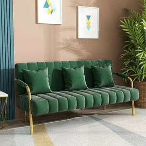 BeComfort 3 személyes bársony hatású fotel zöld 170x58x72cm FUR-1654-2 kép