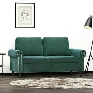 vidaXL kétszemélyes sötétzöld bársony kanapé 120 cm kép