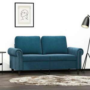 vidaXL kétszemélyes kék bársony kanapé 120 cm kép