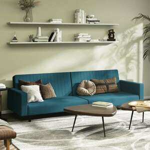 vidaXL kétszemélyes kék bársony kanapéágy kép