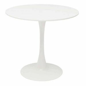 Étkezőasztal, kerek, fehér, matt, átmérő 80 cm, REVENTON kép