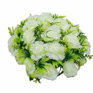 40 cm zöld-fehér rózsás koszorú kép