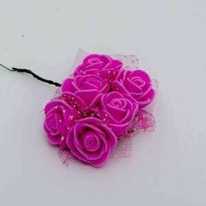 2 cm élénk rózsaszín habrózsa tüllel (12 db) kép