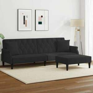 vidaXL 2 személyes fekete bársony kanapéágy párnával/lábtartóval kép