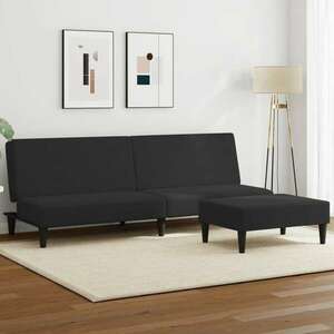 vidaXL 2 személyes fekete bársony kanapéágy lábtartóval kép