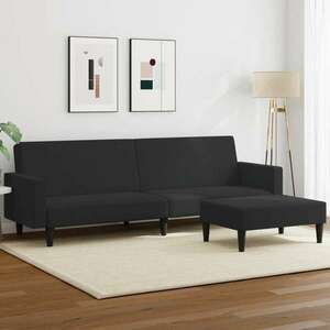 vidaXL 2 személyes fekete bársony kanapéágy lábtartóval kép