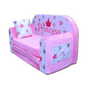 Kétszemélyes gyerek kanapé, kihajtható - Hercegnő Rózsaszín kép
