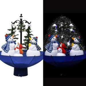 Kék PVC havazó karácsonyfa ernyő alakú talppal 75 cm kép