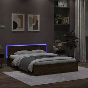 vidaXL barna tölgy színű ágykeret fejtámlával és LED-del 160 x 200 cm kép