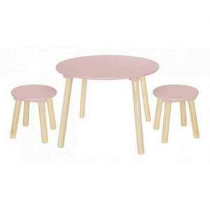 Asztal 2 székkel - fa - pasztell rózsaszín - Jabadabado kép