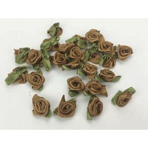 Szatén rózsafejek barna 25db/csomag kép