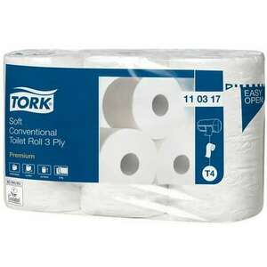 Toalettpapír, T4 rendszer, 3 rétegű, 12 cm átmérő, Premium, TORK... kép