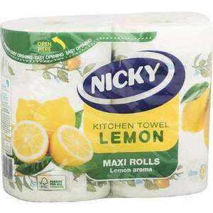 Kéztörlő, tekercses, 2 rétegű, 90 lap, "Nicky", citrom kép
