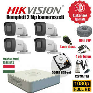 Hikvision 2MP Base TurboHD prémium kamera rendszer 4db kamerával... kép