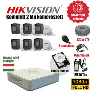 Hikvision 2MP Base TurboHD prémium kamera rendszer 6db kamerával... kép