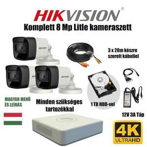 Hikvision 8MP TurboHD prémium kamera rendszer 3 db kamerával és 1... kép