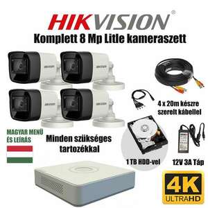 Hikvision 8MP TurboHD prémium kamera rendszer 4 db kamerával és 1... kép