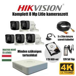 Hikvision 8MP TurboHD prémium kamera rendszer 5 db kamerával és 1... kép