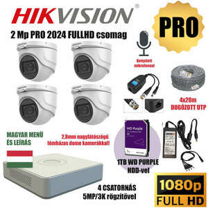 Hikvision 2MP PRO 4 Kamerás Szereld Magad TurboHD Csomag RJ45 bal... kép