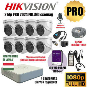 Hikvision 2MP PRO 8 Kamerás Szereld Magad TurboHD Csomag RJ45 bal... kép