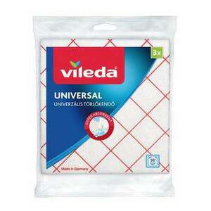Törlőkendő, 34x36 cm, 3 db, VILEDA "Universal", fehér-piros kép