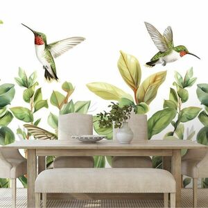 Öntapadó tapéta kolibrik és levelek kép