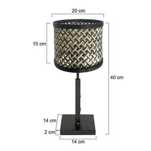 Stang 3707ZW asztali lámpa, fekete/természetes fonott anyagból készült kép