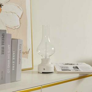 Lindby LED-es újratölthető asztali lámpa Maxentius, krém, érintéses kép