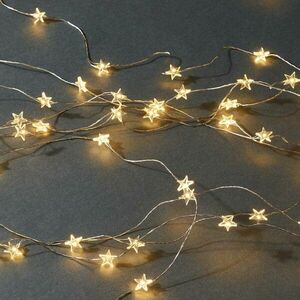 STAR LIGHTS LED égősor USB kábellel, ezüstdrót-csillagok 100 égővel kép