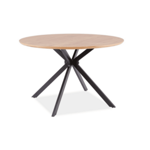 Tölgyfa étkezőasztal fekete lábakkal ASTER 120x120 kép