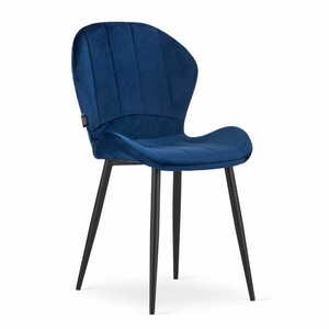 Kék bársony szék TERNI fekete lábakkal kép