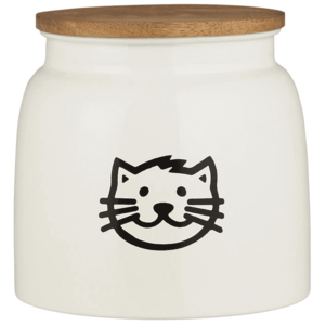 IB Laursen CAT FOOD fehér fém doboz macskaeledelhez, fa tetővel kép