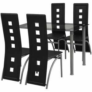 vidaXL öt darab fekete étkezőgarnitúra kép