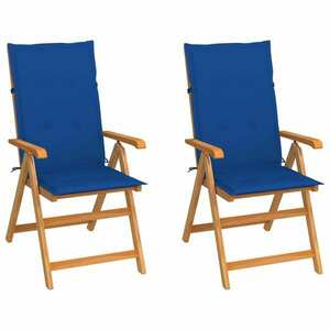 2 db tömör tíkfa kerti szék kék párnákkal kép