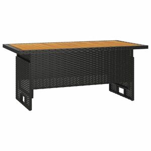 vidaXL fekete tömör akácfa és polirattan kerti asztal 100x50x43/63 cm kép