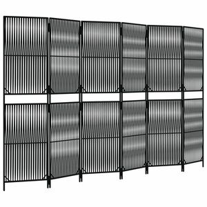 Fekete 6-paneles polyrattan térelválasztó kép