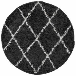 vidaXL fekete és krém hosszú szálú bozontos modern szőnyeg Ø 200 cm kép